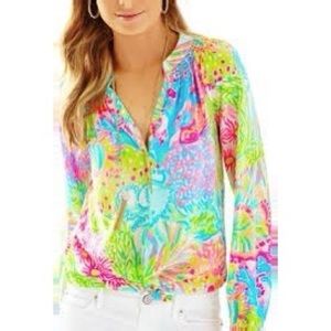 Lilly Pulitzer Elsa Top in Lovers Coral -  Small